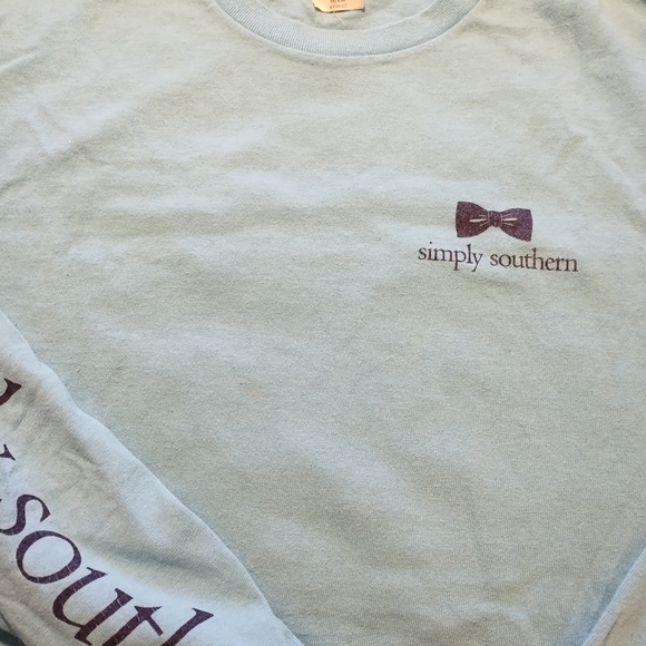 🎈3/$15 Bundle 🎈Simply Southern Teal Tee with Pink Owl Design - Picture 3 of 3